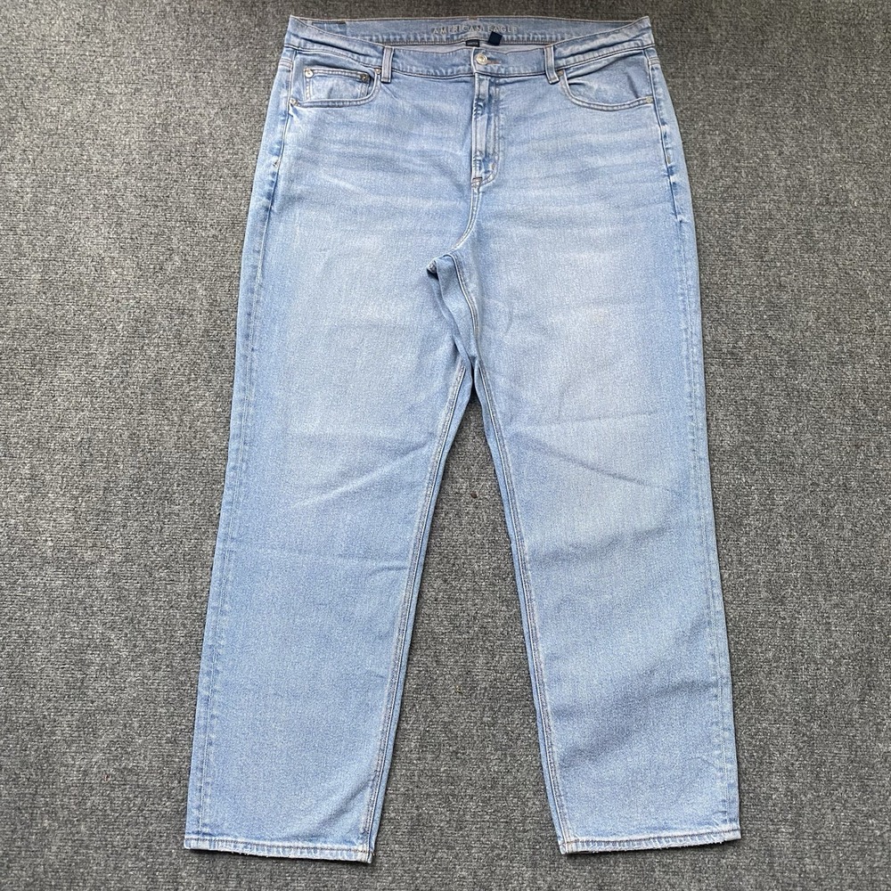 American Eagle Super High Rise Straight Jeans Women Size 18 Blue Light Wash